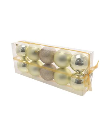 BOX 10 SFERE 9CM LUC./MATTO/GLIT. CHAMP.M9325