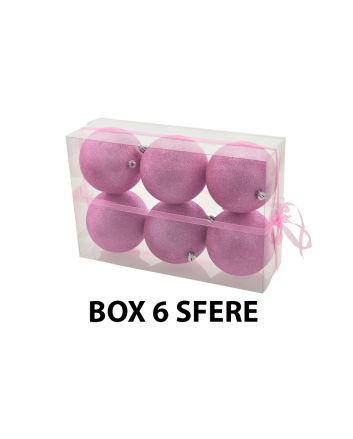 BOX 6 SFERE 10CM GLITTER ROSA M10598