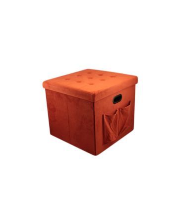 POUF VELLUTO C/TASC.+MAN.50X50CM ARANCIONE