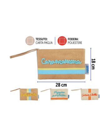 POCHETTE MARE C/FRASI 28X18CM 4ASS