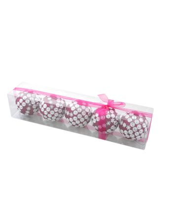 BOX 5 SFERE 9CM M.14 FUXIA/ARGENTO