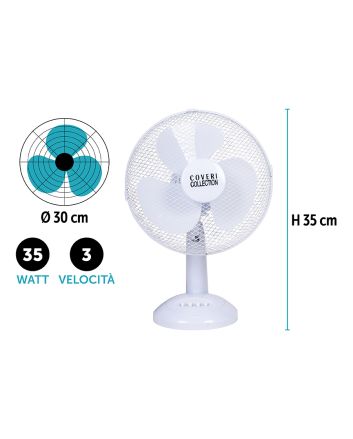 VENTILATORE DA TAVOLO D.30 35W BIANCO PD60