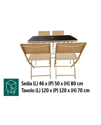 TAVOLO 120CM C/4 SEDIE 41X50X80 2X1TXT BEIGE