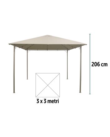 GAZEBO 3X3X2.6M 40X40MM POLY 180GSM SABBIA