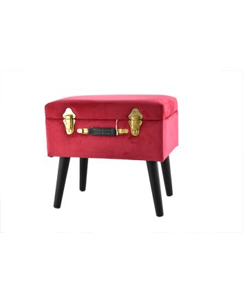 POUFF VELLUTO VALIGIA 44*30*42 ROSSO