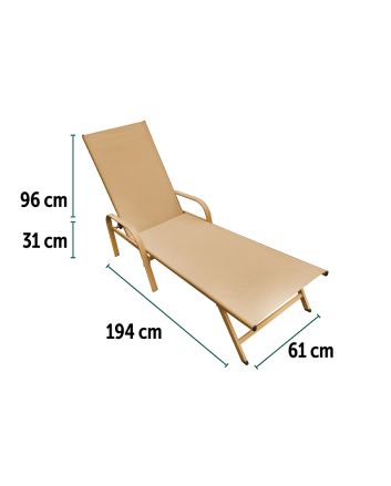 LETTINO RECLIN 194/154X61X31/96 TXT2X1 BEIGE