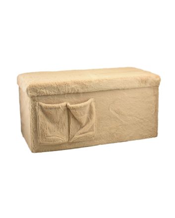 PANCA FAUX FUR C/TASCHE 76X38CM BEIGE