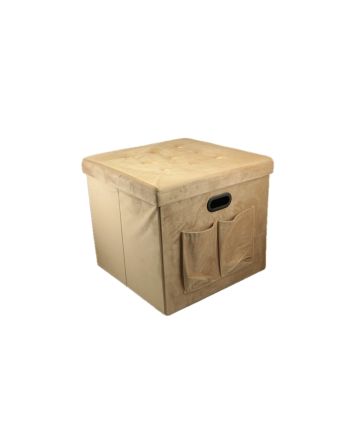 POUF VELLUTO C/TASC.+MAN.50X50CM BEIGE