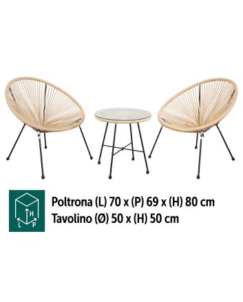 SET 2 POLT. RATT.70X69 C/TAV. D.50XH50CM BEIG