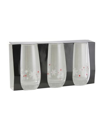 SET 3 BICCH.VETRO 372ML H.13,3CM FIOCCO/ROSSO