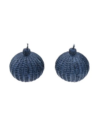 SET 2 CANDELA SFERA D 6CM LINEA B BLU SC.