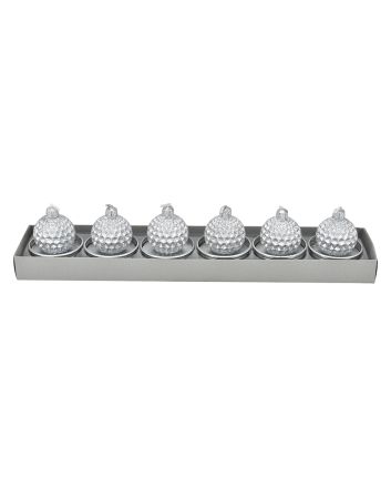 SET 6 TEALIGHT DEC. N/APE M.037 ARGENTO