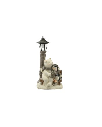 ORSO C/LAMP. P.SOLARE 26.5X19.5X50 ARGENTO