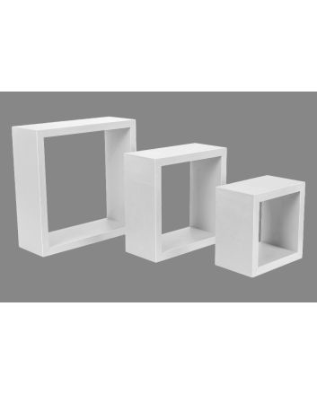 MENSOLA LEGNO QUADRA 3PZ 25/20/15CM BIANCO