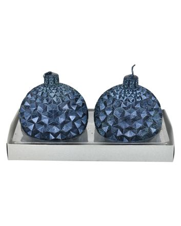 SET 2 CANDELE DEC. N/APE D.6CM M.037 BLU