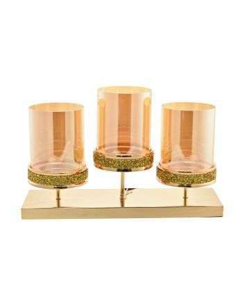 P/CANDELE 3 FUOCHI 45X12X26CM ORO