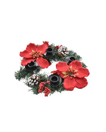 P/CANDELA TONDO C/STELLA NAT.30CM ROSSO MOD.6