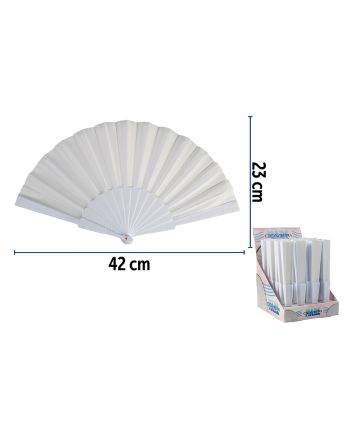 VENTAGLIO PLAST+TESSUTO 23CM BIANCO WEDDING