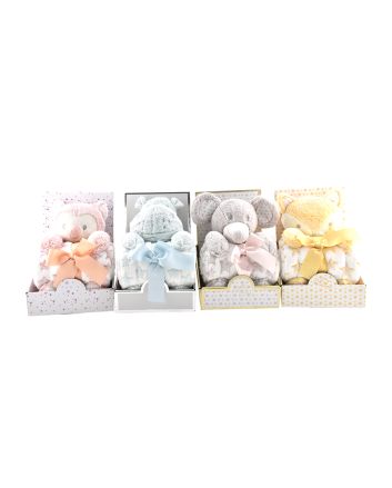 PELUCHE 25CM C/PLAID 90X75CM GUFO/IPPO M.116B