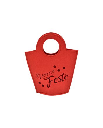 BORSETTA FELTRO 21X17CM BUON NATALE ROSSO