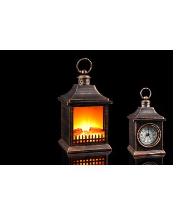 LANT. CAMINO BATT. 15X15X27CM MARRONE ANT.