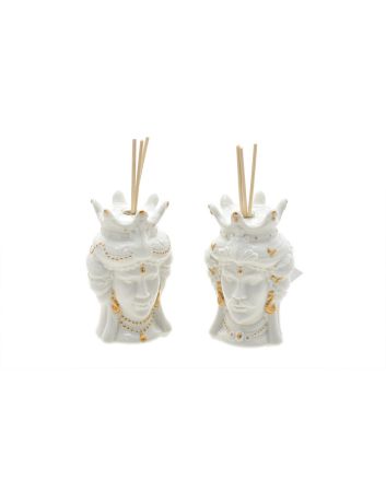 TESTA DI MORO 6,8X6,8X10,2CM 2ASS BIANCO/ORO
