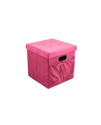 POUF VELLUTO C/TASC.+MAN.38X38CM FUCSIA