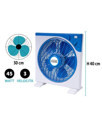 VENTILATORE QUADRO 45W 30CM TIMER B/AZZU.PD72