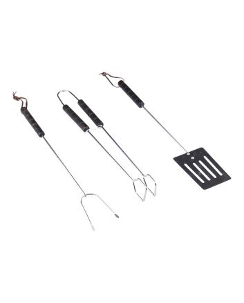 SET ACCESSORI BBQ 3 PZ ACCIAIO C/MANICO NERO