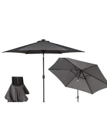 OMBRELLONE P.CENT. 3MT C/18LED ACC. GRIGIO