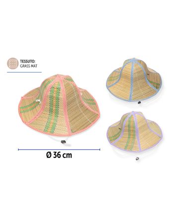 CAPPELLO PAGLIA DA SPIAGGIA 36CM 3ASS