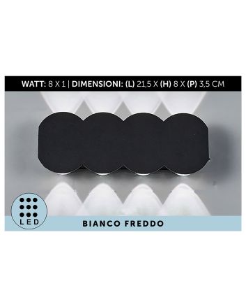 APPLIQUE DA MURO ALL.8LED 21X8X3 NERO L.FRED
