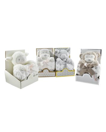 PELUCHE 25CM C/PLAID 90X75CM DOG/MONKEY M116A