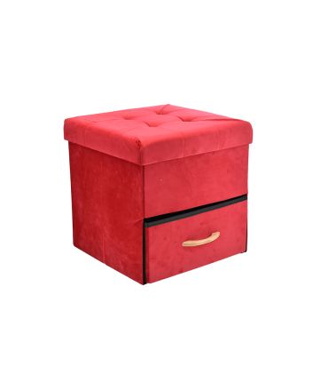 POUF VELLUTO C/CASSETTO 38X38CM L1 ROSSO