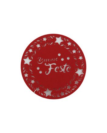 S-PENTOLA FELTRO DIA 35CM BUONE FESTE ROSSO