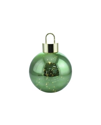 SFERA VETRO 25CM C/30LED B.CALDO A BATT VERDE