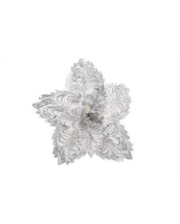 FIORE C/CLIP M.W7-22219 BIANCO/ARGENTO