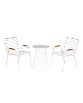 SET 2 POLTRONE C/TAVOLINO METALLO BIANCO