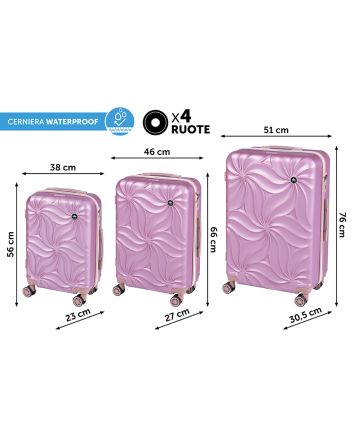 SET 3 TROLLEY FLOWER PINK/ROSE GOLD