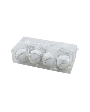 BOX 8 SFERE 6CM MOD.51 BIANCO/ARGENTO