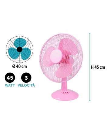 VENTILATORE DA TAVOLO D.40 45W ROSA