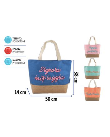 BORSA MARE C/FRASI 38X14X38VM 4ASS