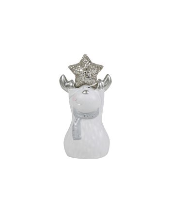 RENNA C/STELLA LED 24,5CM M.150A BIANCO/ARG.