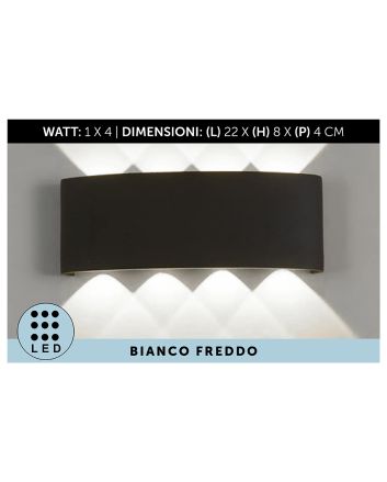 APPLIQUE DA MURO PVC 8LED 21X8X4 NERO L.FREDD