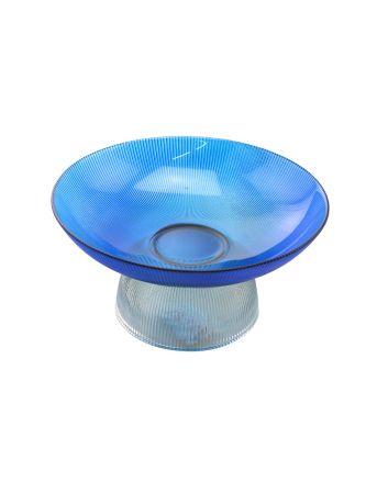 ALZATA VETRO FRUTTA H12.7+D25CM BLU/TRASP.