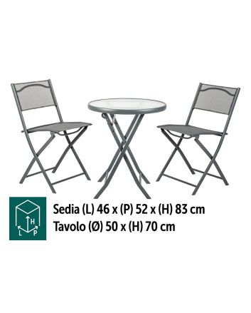 SET BISTRO TAVOLINO+2SEDIE RICH. M.31 GRIGIO