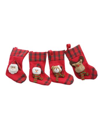 CALZA NAT. 25CM M.514 4ASS SCOZZ ROSSO/VERDE