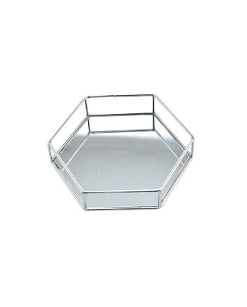 VASSOIO ESAGON.C/SPECCHIO 20X15X5CM ARGENTO