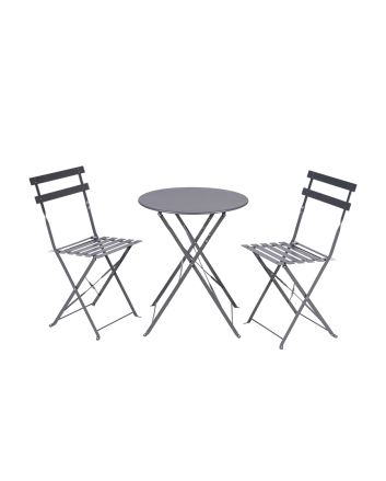 SET BISTRO'IN ACCIAIO TAV+2SEDIE GRIGIO