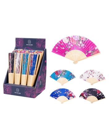 VENTAGLIO BAMBOO+TESSUTO 21CM 6COLORI ASS